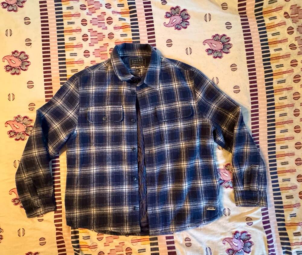 Blue Plaid Wool Blend Shirt Jacket Gorpcore Heritage Utility Overshirt Outdoor